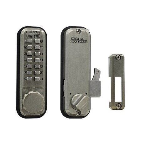 Lockey Mechanical Keyless Combination Hook Bolt Lock Fits Doors Up To 3 Thick Satin Nickel 2500KO-SN
